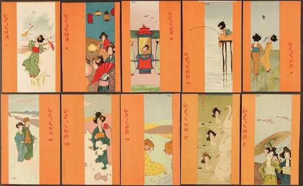 WikiOO.org - Encyclopedia of Fine Arts - Målning, konstverk Raphael Kirchner - Geisha, orange