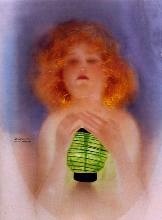 Wikioo.org - The Encyclopedia of Fine Arts - Painting, Artwork by Raphael Kirchner - Green Lantern