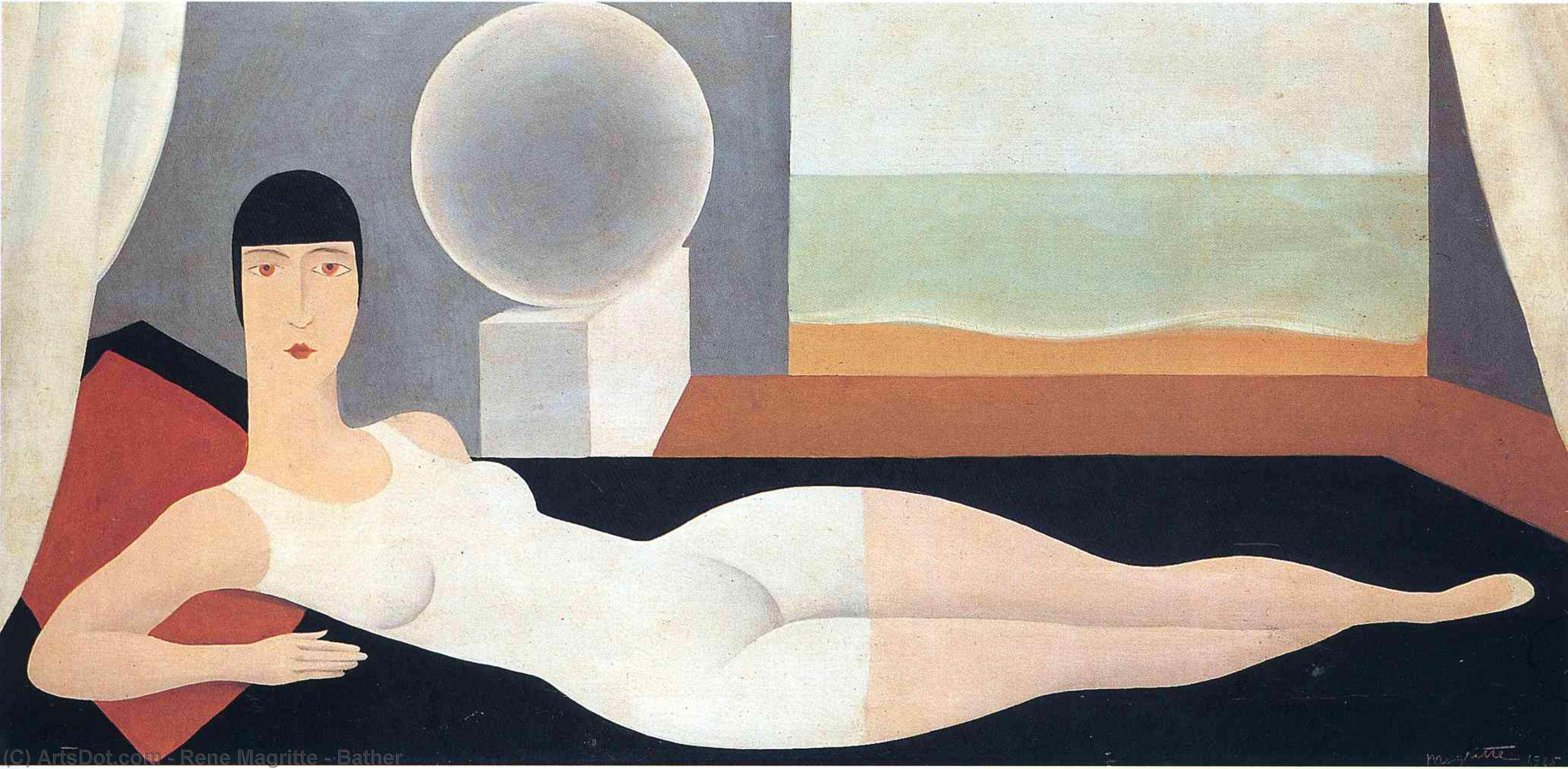 Wikoo.org - موسوعة الفنون الجميلة - اللوحة، العمل الفني Rene Magritte - Bather