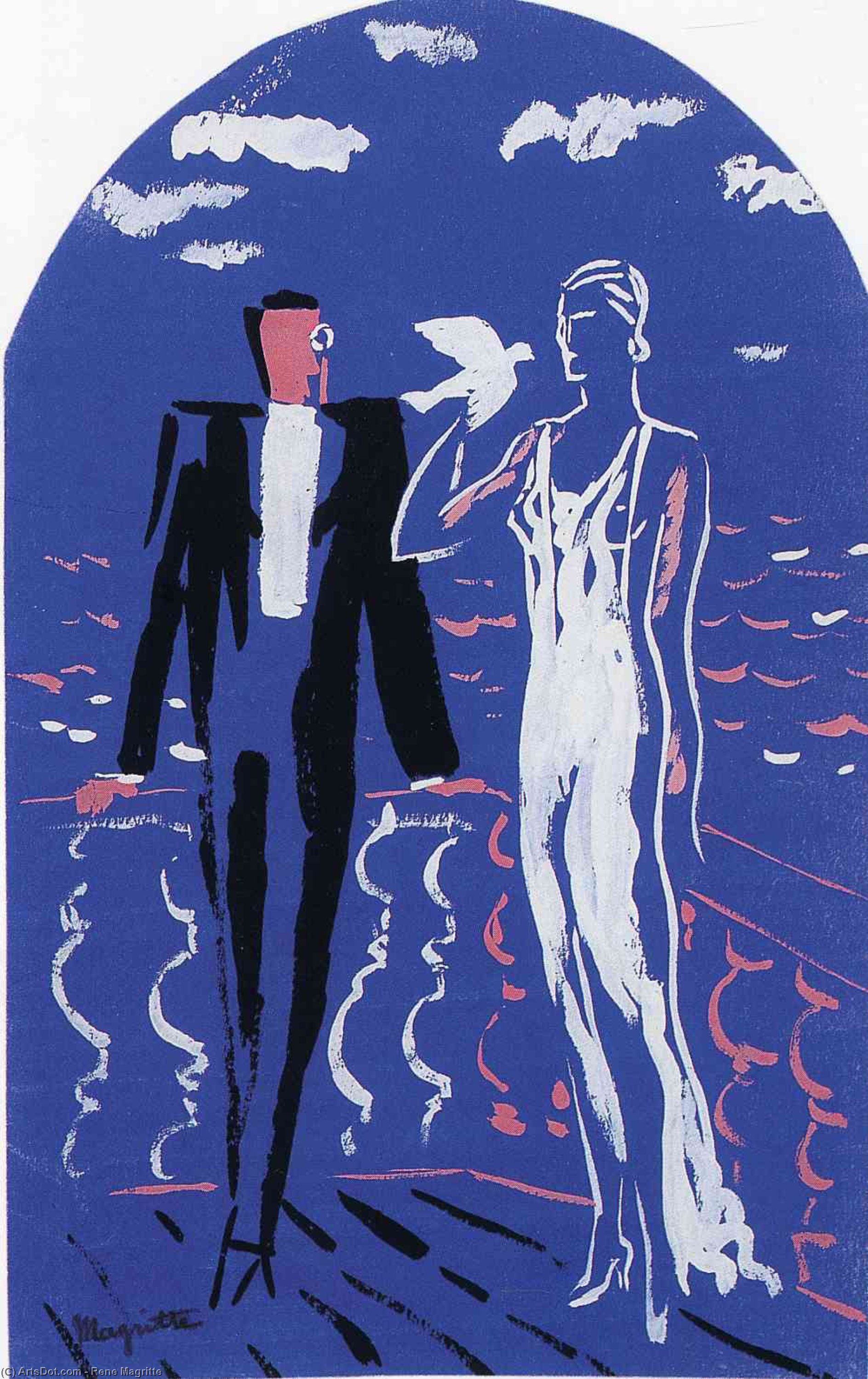 Wikioo.org – L'Enciclopedia delle Belle Arti - Pittura, Opere di Rene Magritte - Progetto per una murale , Norine Casa , Bruxelles