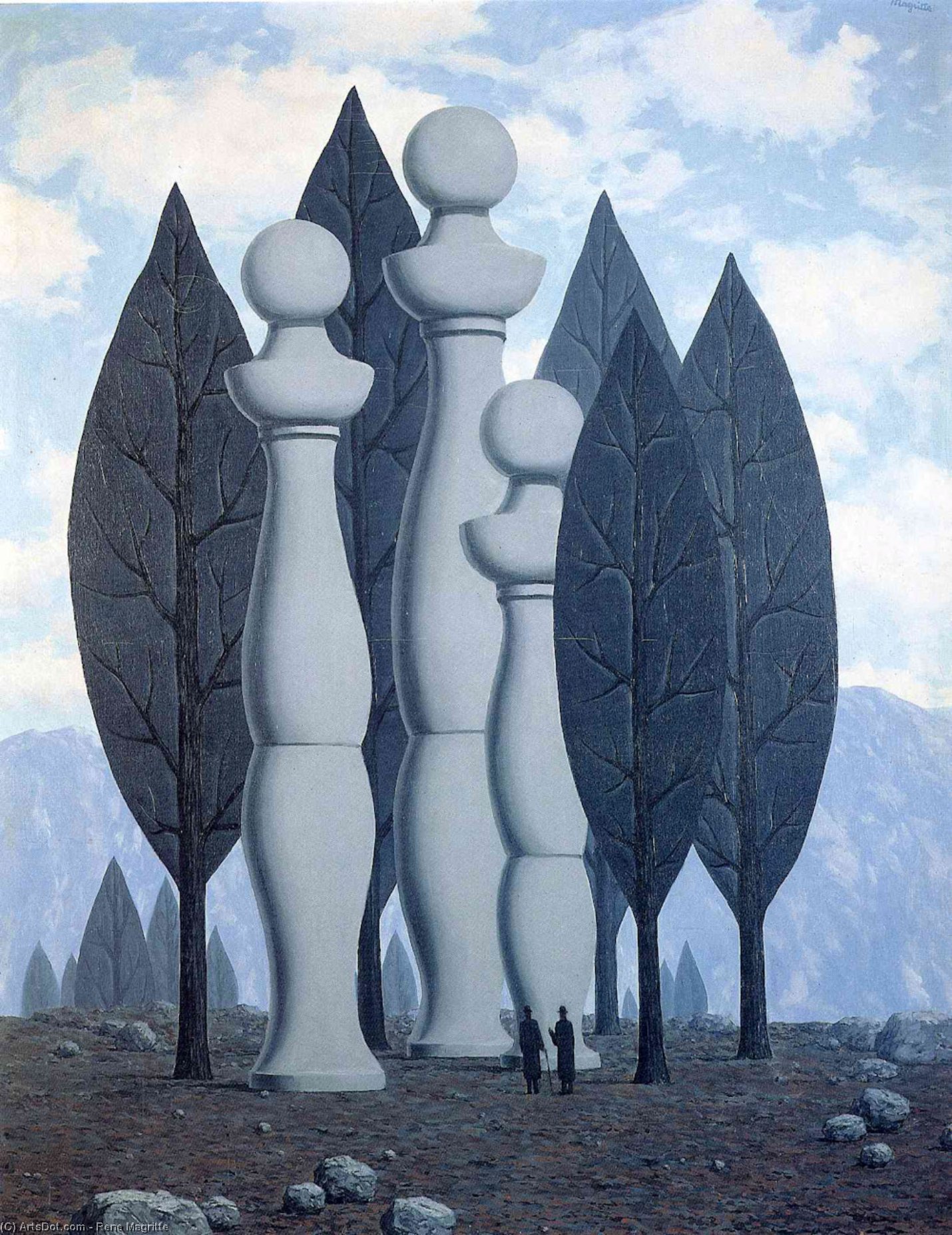 Wikoo.org - موسوعة الفنون الجميلة - اللوحة، العمل الفني Rene Magritte - The art of conversation