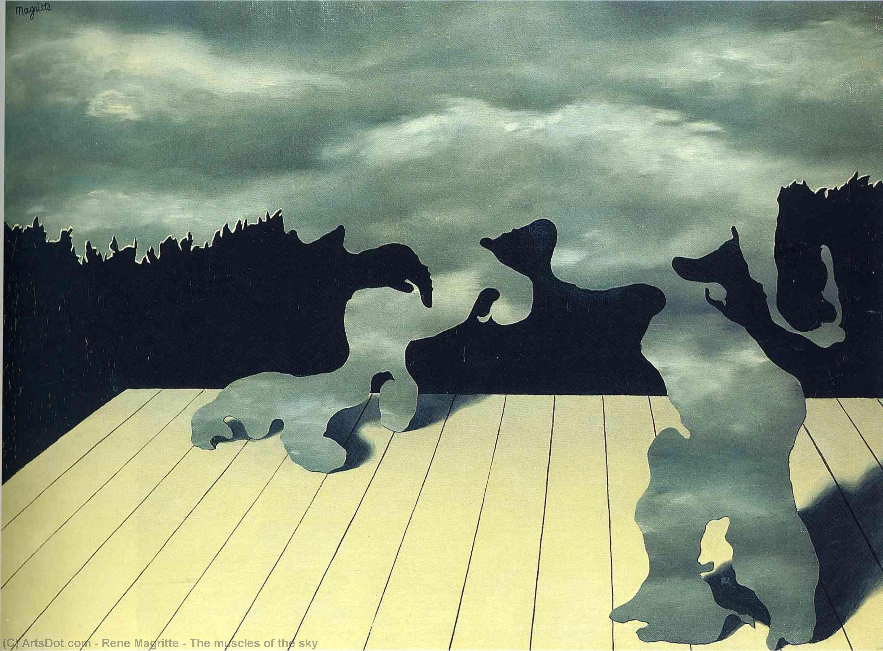 Wikoo.org - موسوعة الفنون الجميلة - اللوحة، العمل الفني Rene Magritte - The muscles of the sky