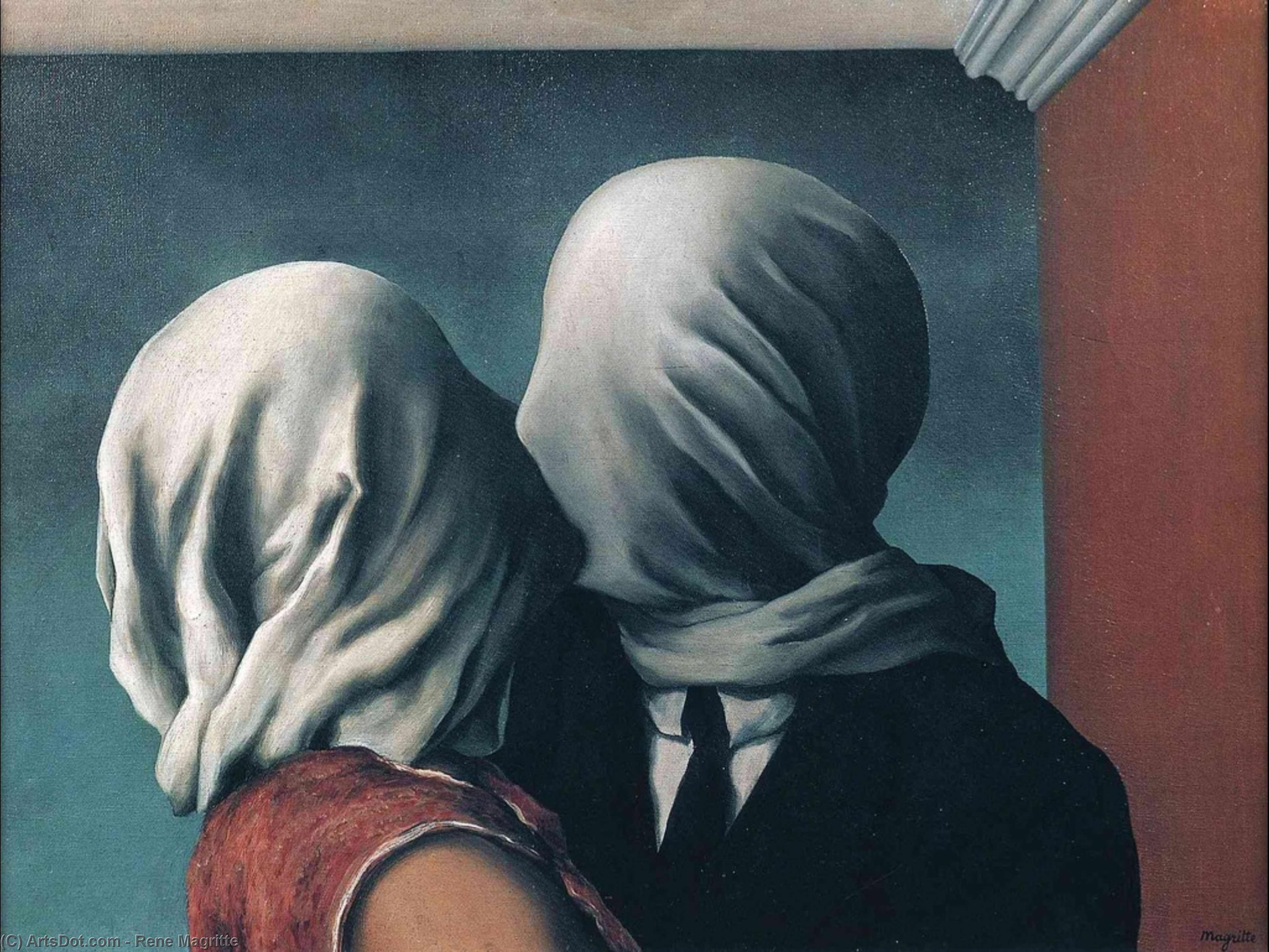 WikiOO.org - Encyclopedia of Fine Arts - Maleri, Artwork Rene Magritte - The lovers