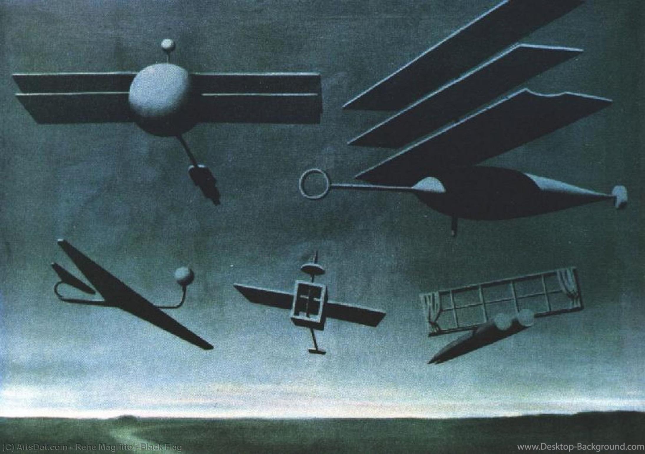 Wikoo.org - موسوعة الفنون الجميلة - اللوحة، العمل الفني Rene Magritte - Black Flag