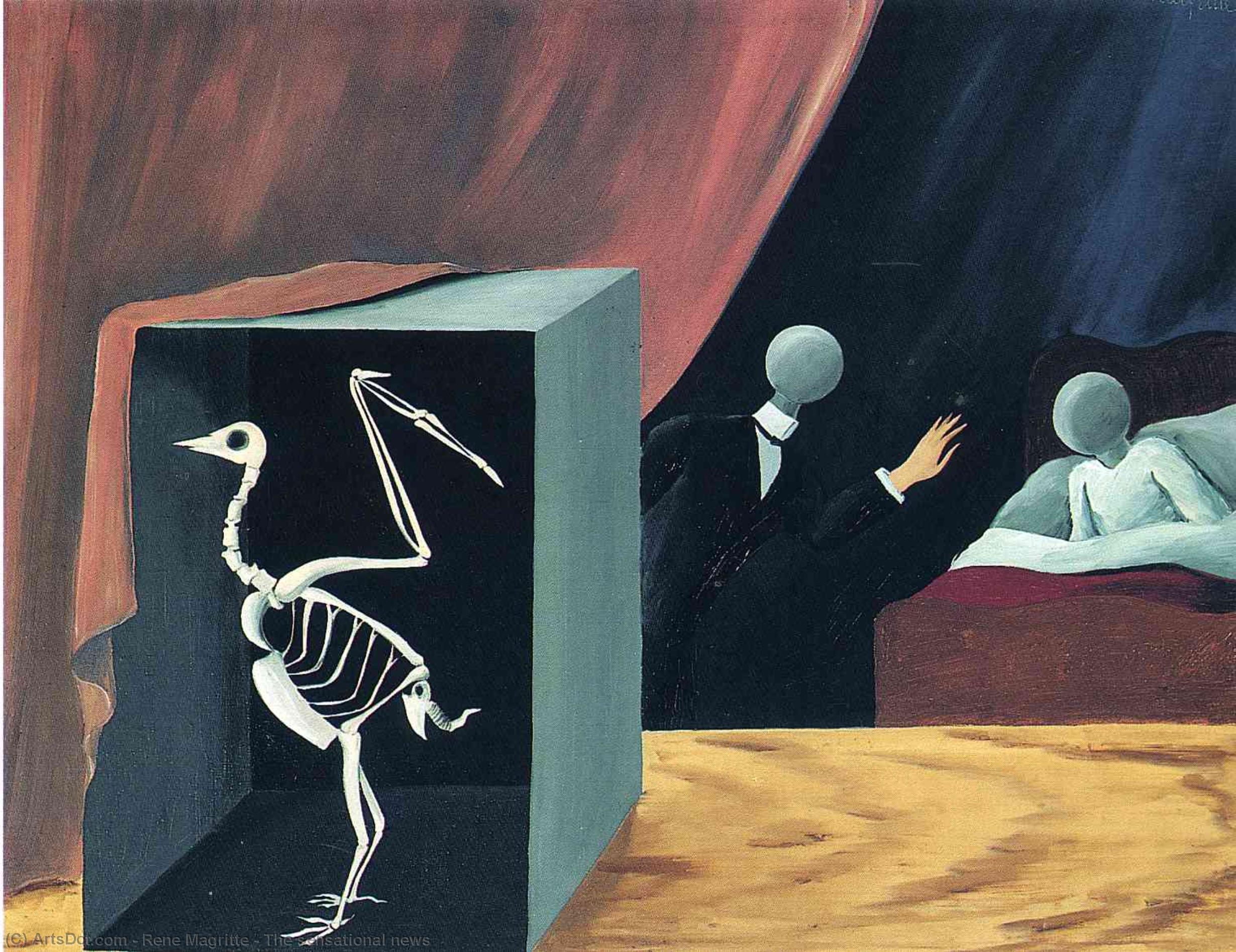 WikiOO.org - Enciklopedija dailės - Tapyba, meno kuriniai Rene Magritte - The sensational news