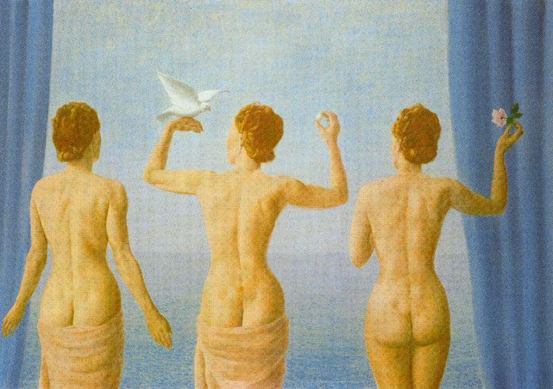 WikiOO.org - Enciclopédia das Belas Artes - Pintura, Arte por Rene Magritte - The break in the clouds (The calm)