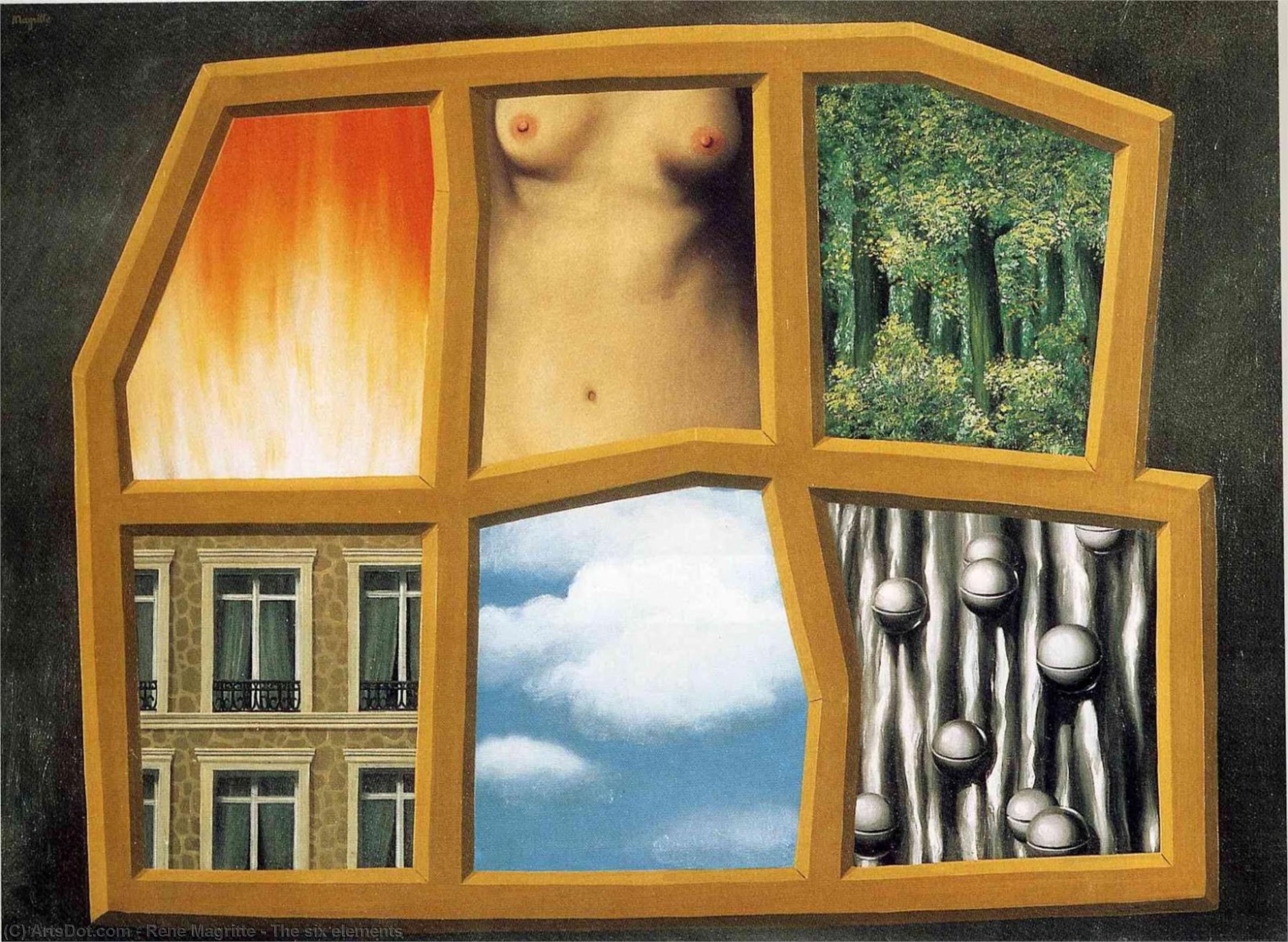 Wikioo.org - The Encyclopedia of Fine Arts - Painting, Artwork by Rene Magritte - The six elements