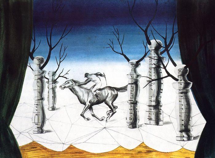 WikiOO.org - Encyclopedia of Fine Arts - Lukisan, Artwork Rene Magritte - The lost jockey