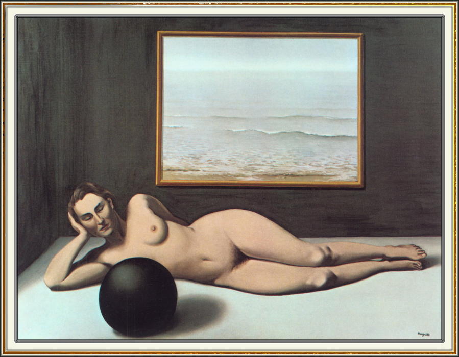 Wikioo.org - The Encyclopedia of Fine Arts - Painting, Artwork by Rene Magritte - Bather between Light and Darkness