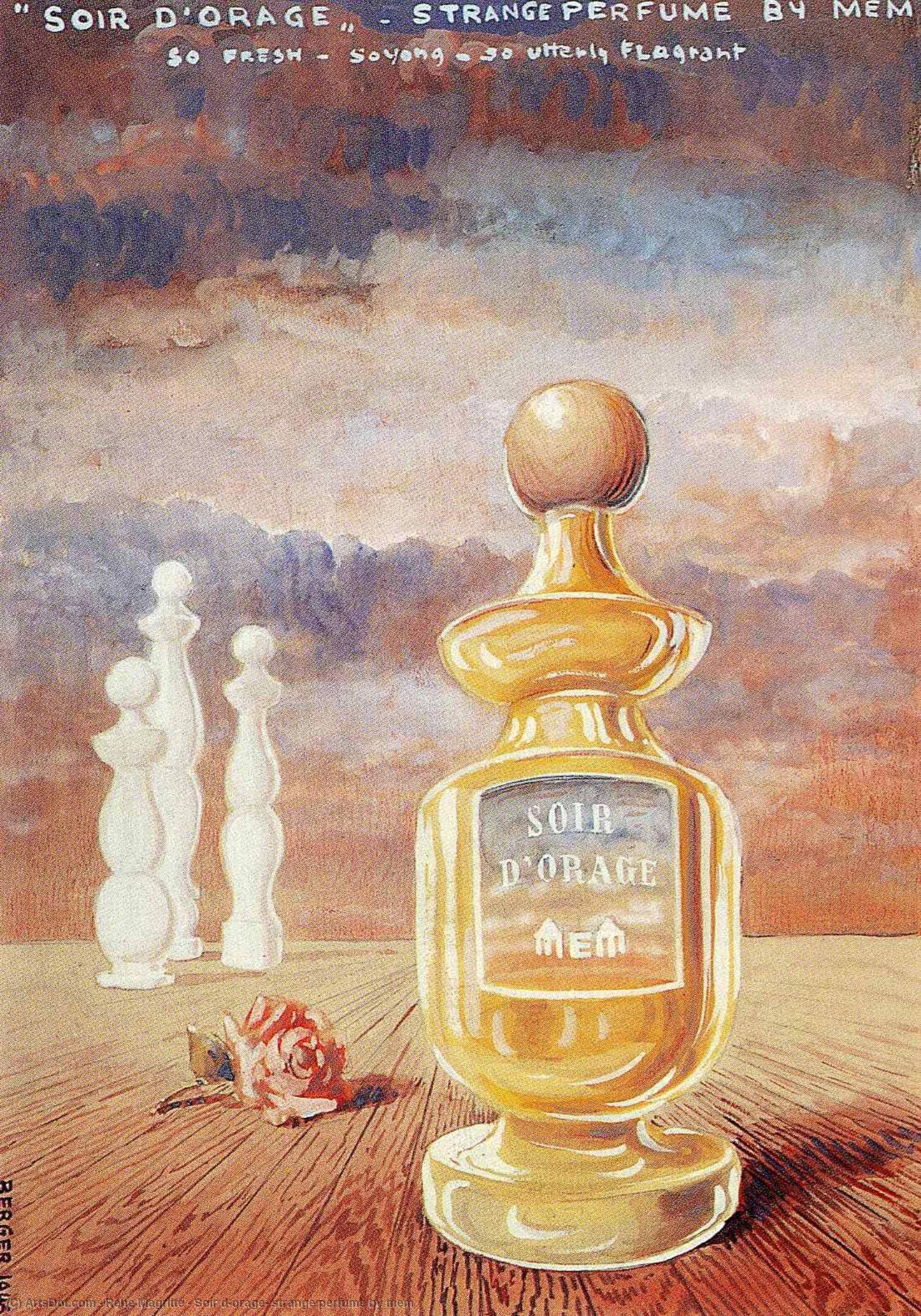 WikiOO.org – 美術百科全書 - 繪畫，作品 Rene Magritte - 晚报 d'orage , 奇怪 香水 通过 mem