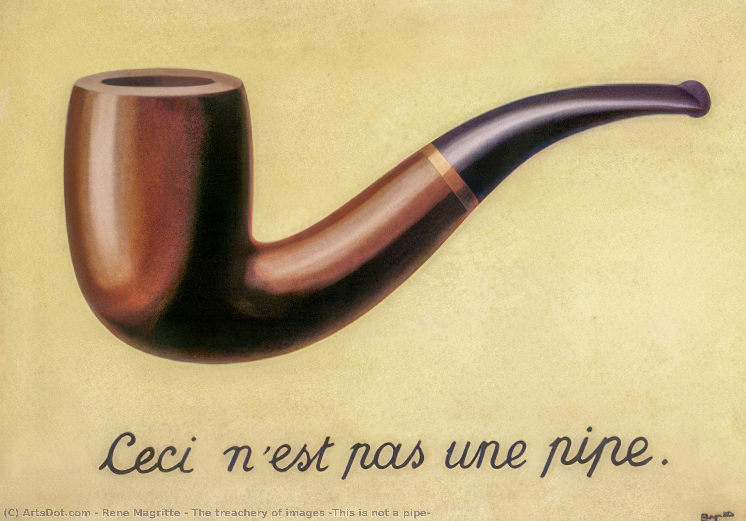 Wikioo.org - The Encyclopedia of Fine Arts - Painting, Artwork by Rene Magritte - The treachery of images (This is not a pipe)