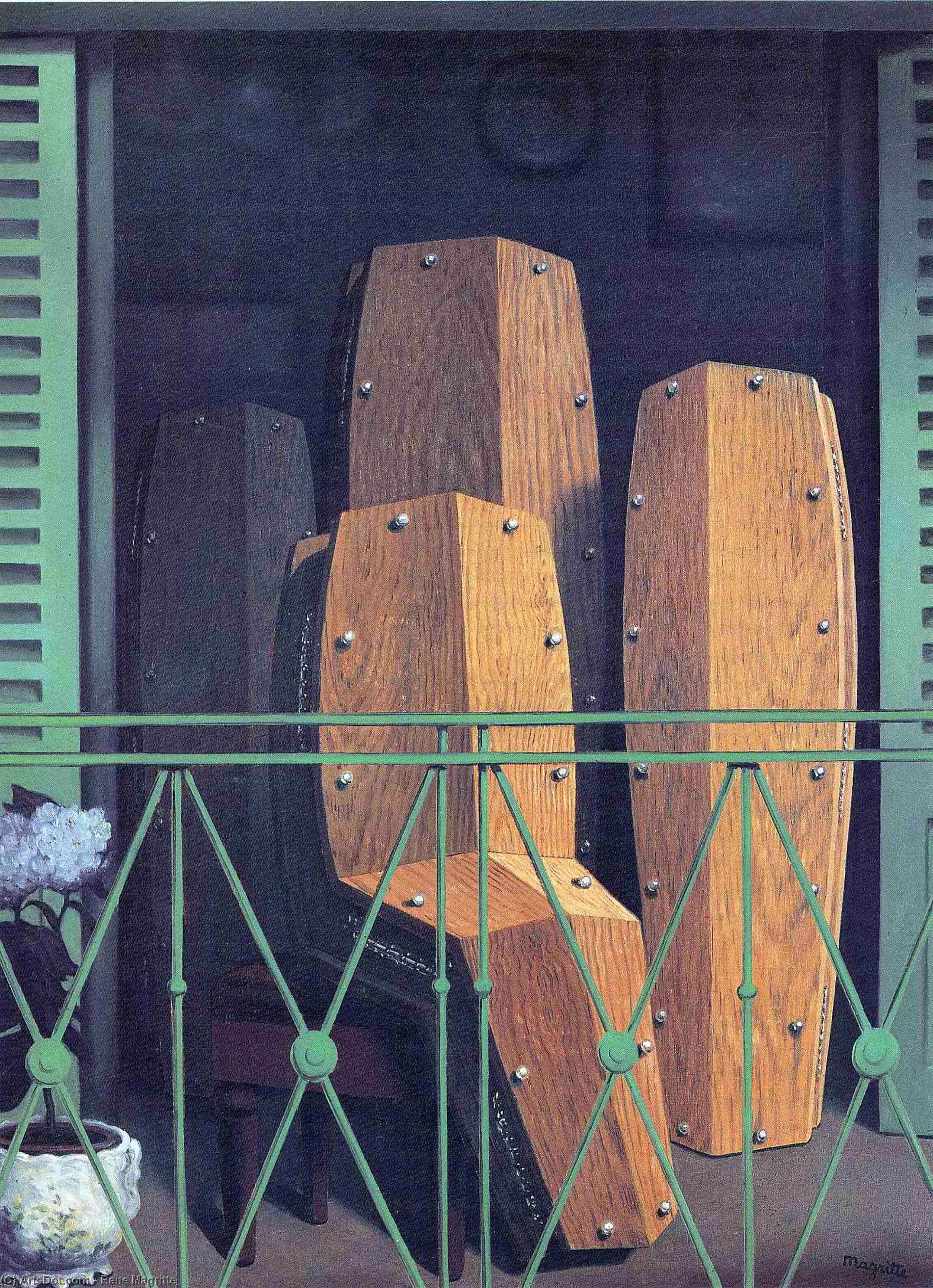 WikiOO.org - אנציקלופדיה לאמנויות יפות - ציור, יצירות אמנות Rene Magritte - Manet's Balcony