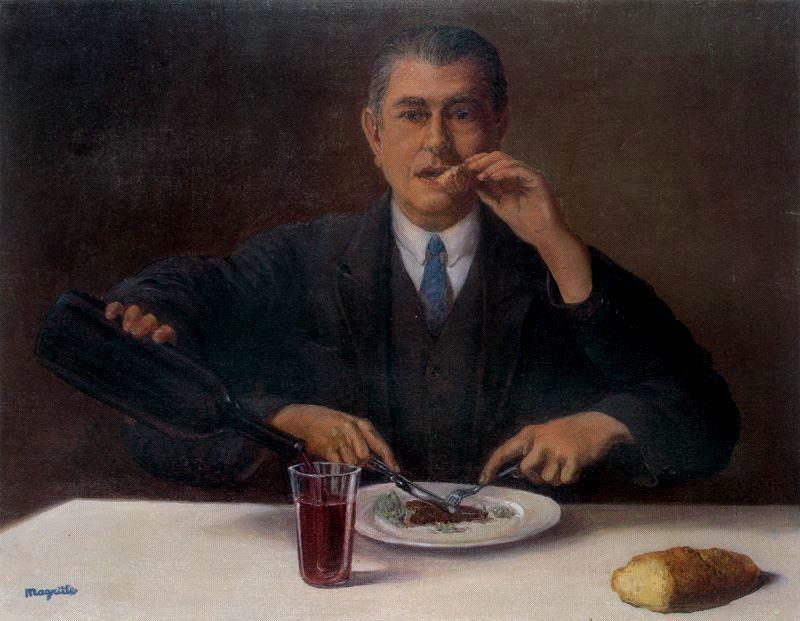 Wikioo.org - Die Enzyklopädie bildender Kunst - Malerei, Kunstwerk von Rene Magritte - der zauberer selbstporträt  mit  vier  Arme