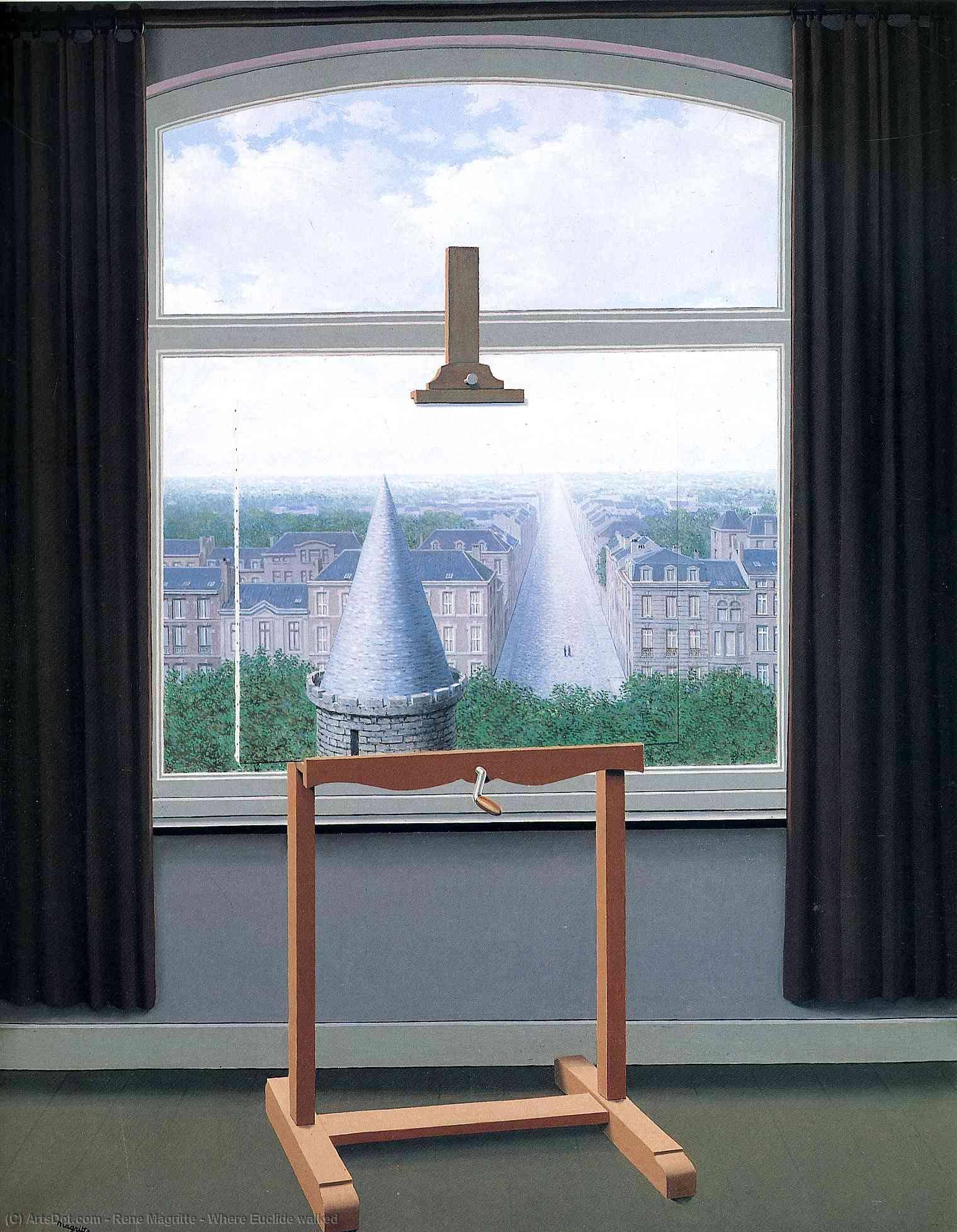 Wikioo.org - The Encyclopedia of Fine Arts - Painting, Artwork by Rene Magritte - Where Euclide walked