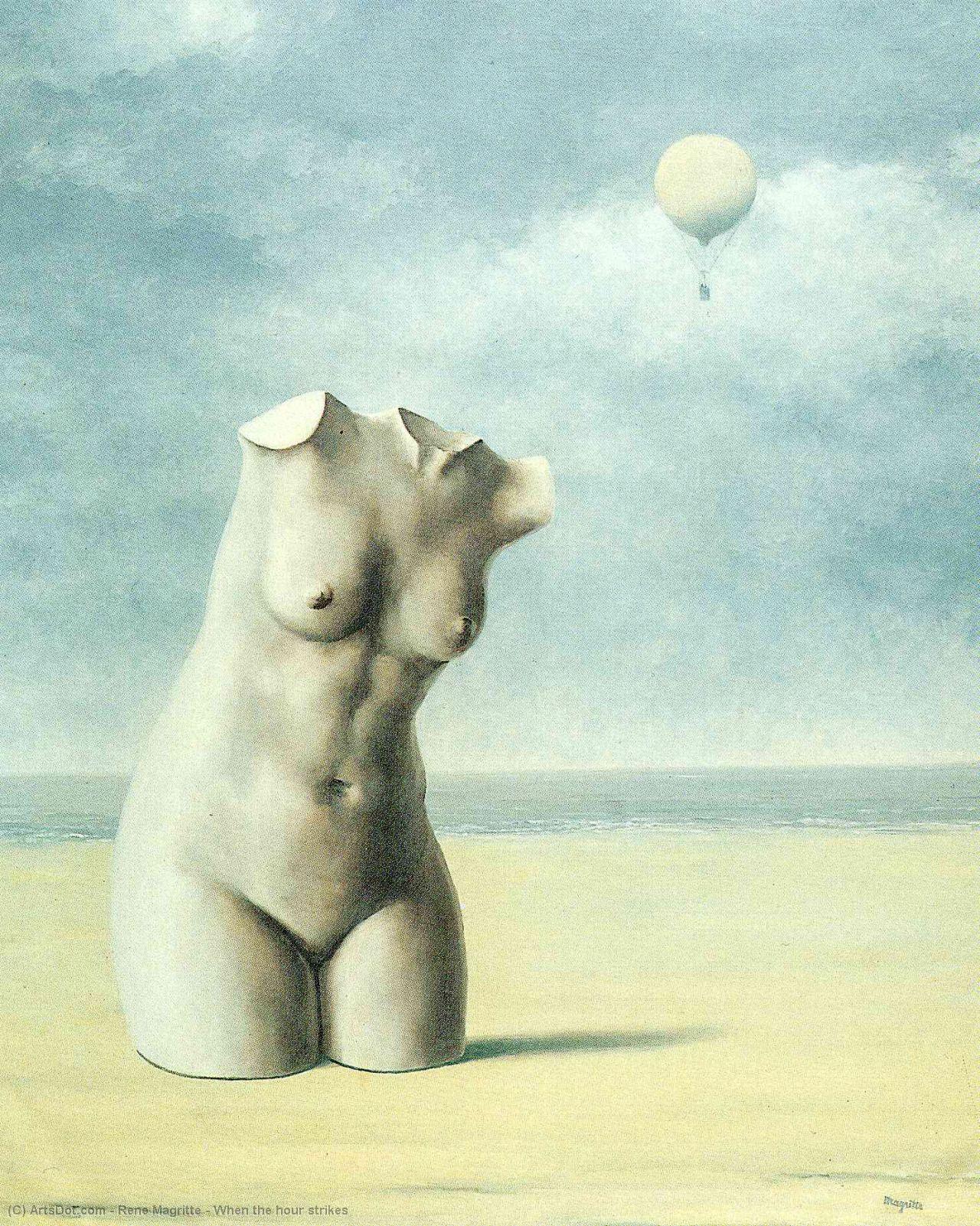 Wikioo.org - The Encyclopedia of Fine Arts - Painting, Artwork by Rene Magritte - When the hour strikes