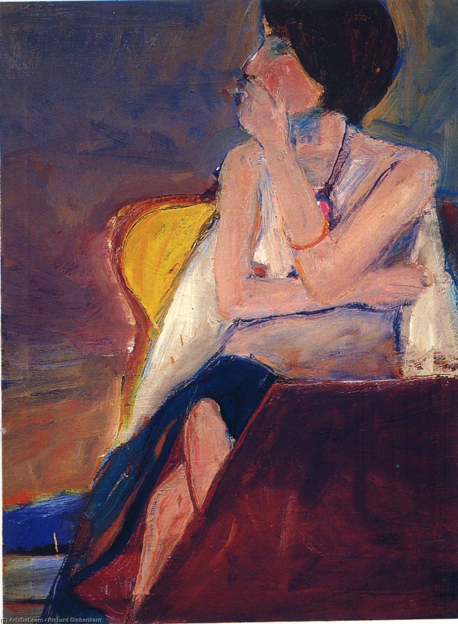 WikiOO.org - Encyclopedia of Fine Arts - Målning, konstverk Richard Diebenkorn - Girl Smoking