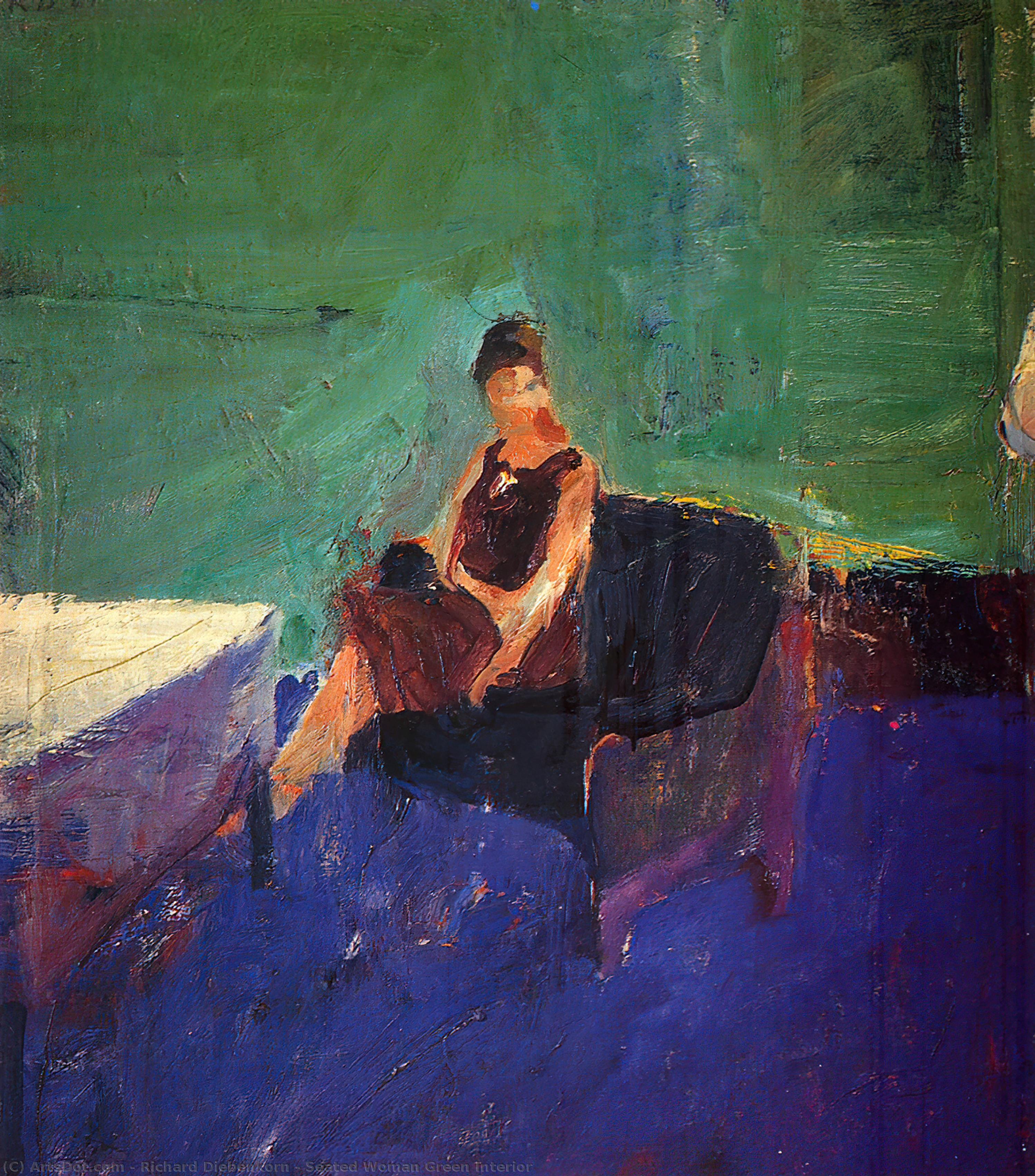 WikiOO.org - Enciklopedija dailės - Tapyba, meno kuriniai Richard Diebenkorn - Seated Woman Green Interior
