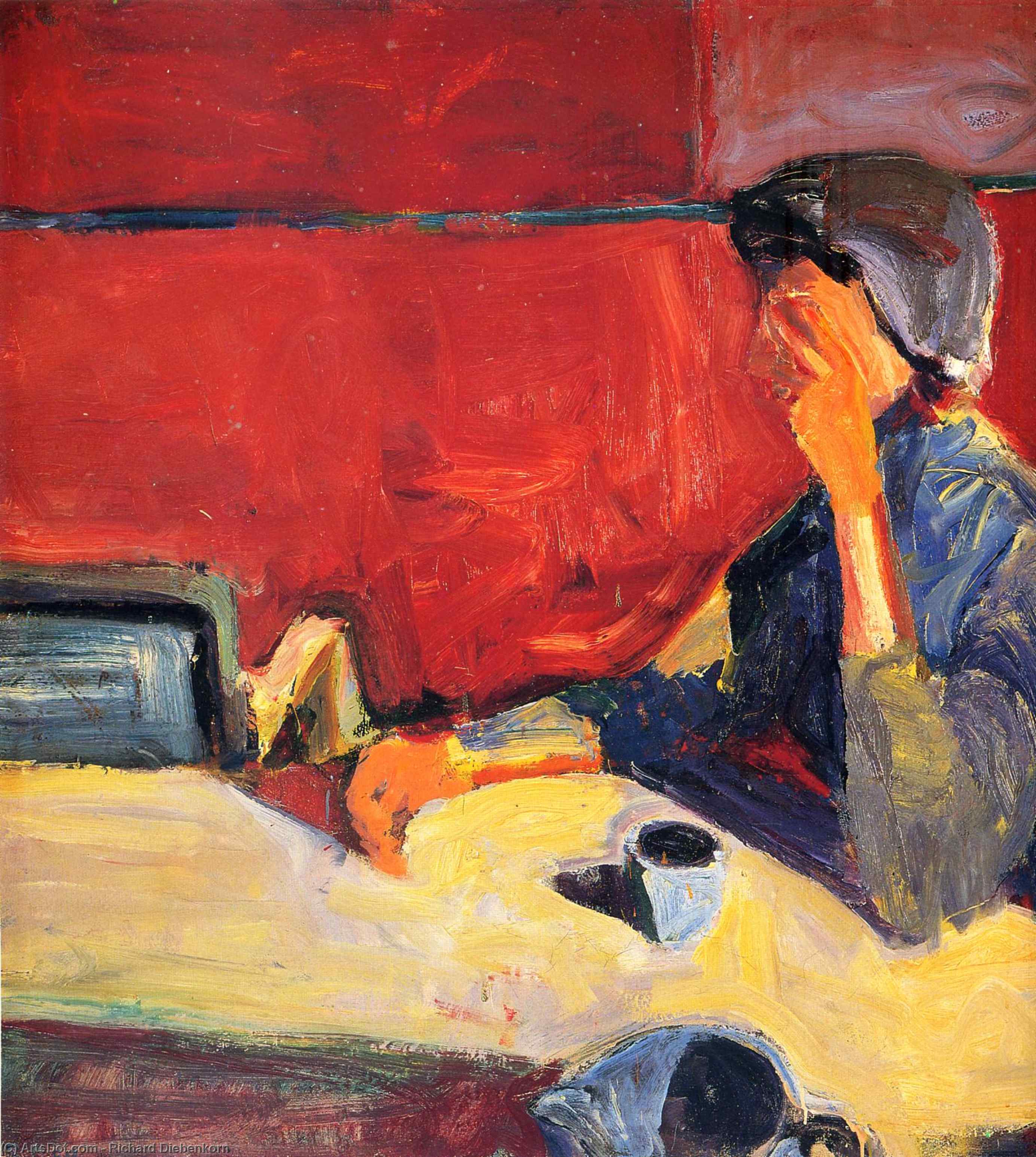 Wikioo.org - สารานุกรมวิจิตรศิลป์ - จิตรกรรม Richard Diebenkorn - Woman at Table in Strong Light