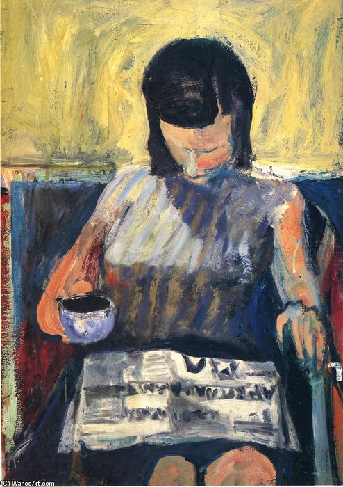WikiOO.org - Encyclopedia of Fine Arts - Schilderen, Artwork Richard Diebenkorn - Woman with a Newspaper