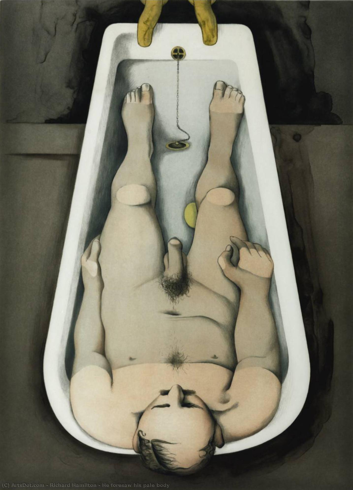 WikiOO.org – 美術百科全書 - 繪畫，作品 Richard Hamilton - 他 预见  他 苍白 身体