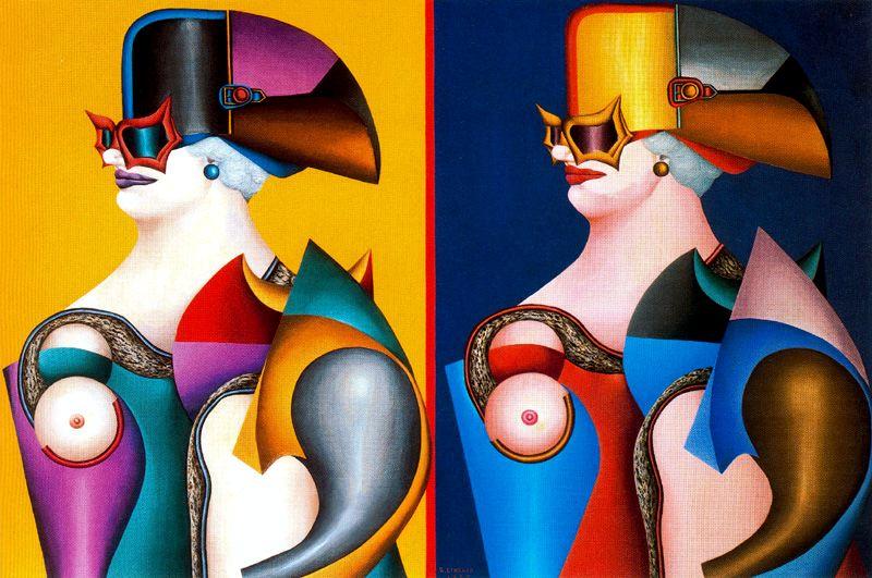 Wikioo.org - The Encyclopedia of Fine Arts - Painting, Artwork by Richard Lindner - Double Portrait