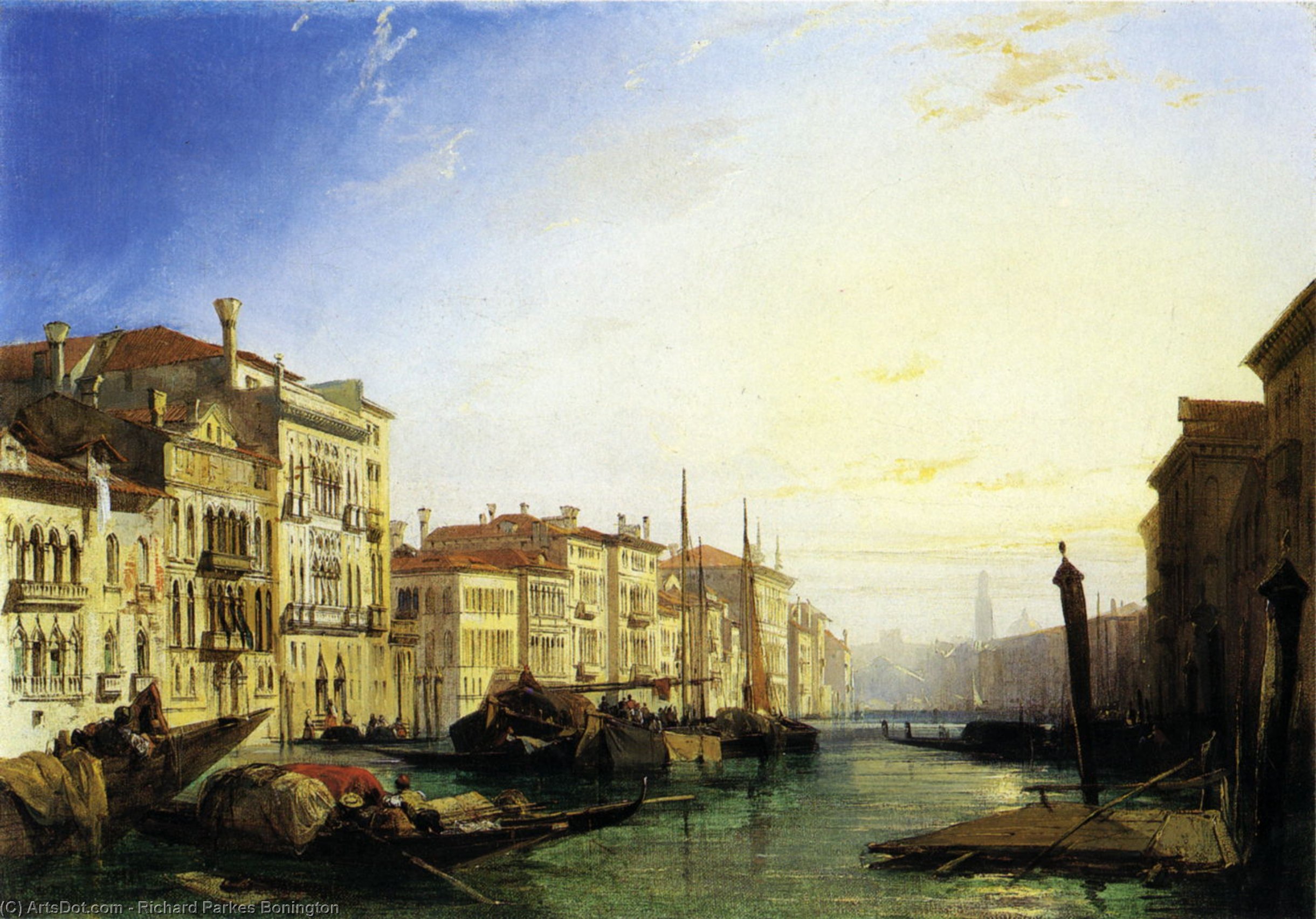 Wikioo.org – L'Enciclopedia delle Belle Arti - Pittura, Opere di Richard Parkes Bonington - venezia gran canale Tramonto
