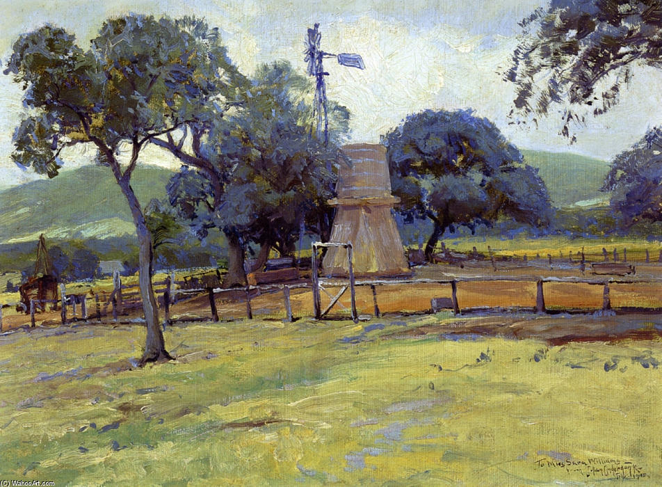 Wikioo.org - The Encyclopedia of Fine Arts - Painting, Artwork by Robert Julian Onderdonk - Windmill on Williams Ranch