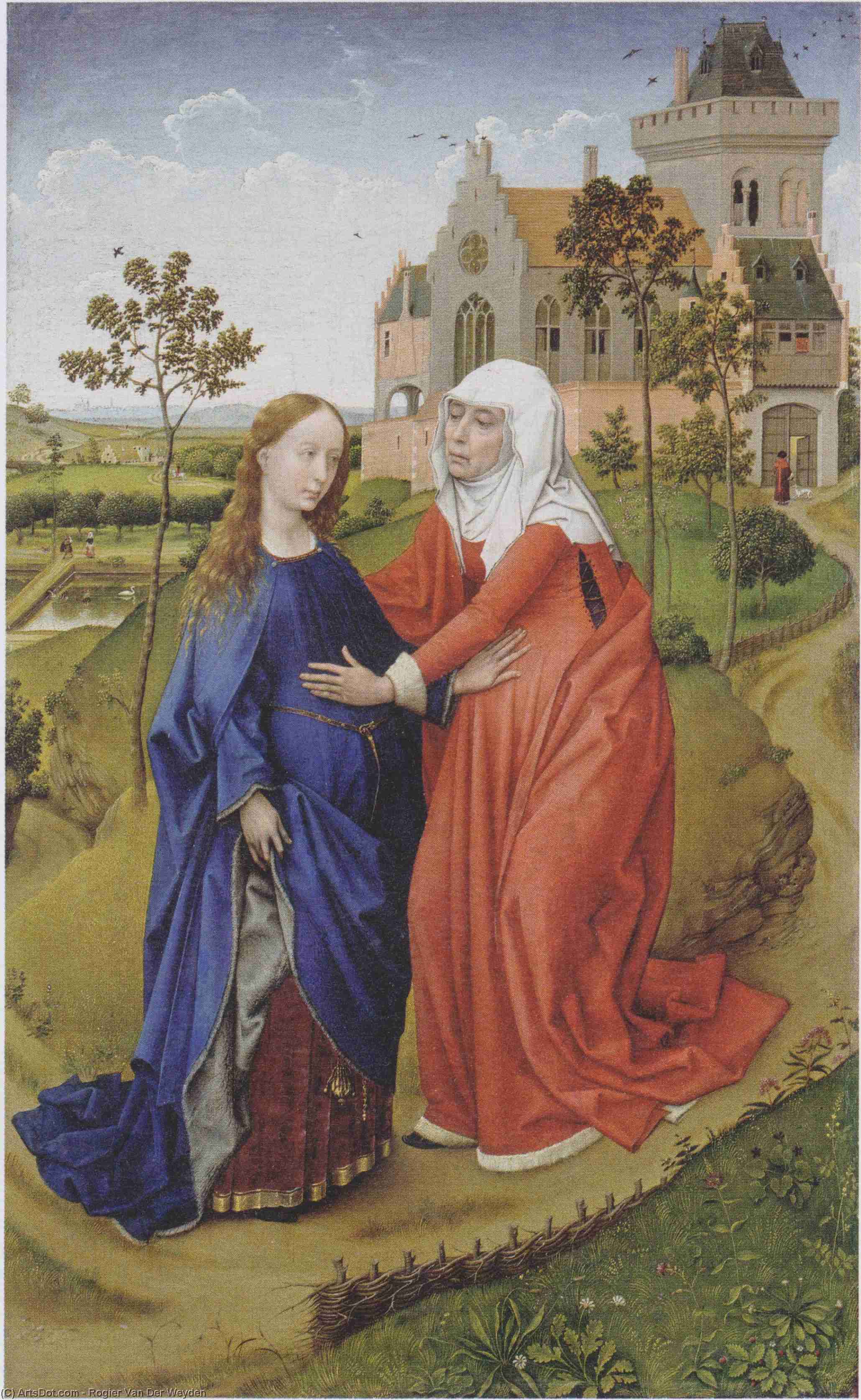 Wikoo.org - موسوعة الفنون الجميلة - اللوحة، العمل الفني Rogier Van Der Weyden - Visitation of Mary