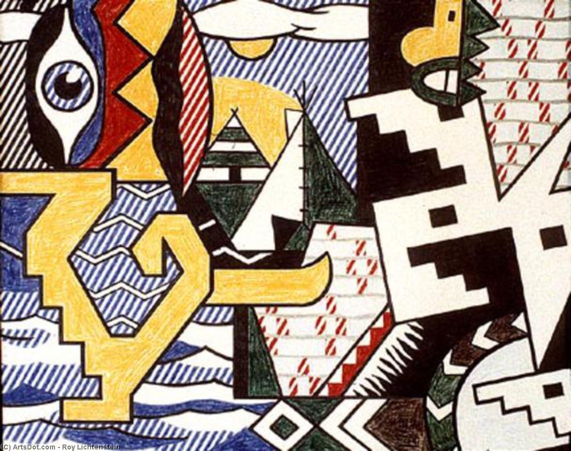 WikiOO.org - Εγκυκλοπαίδεια Καλών Τεχνών - Ζωγραφική, έργα τέχνης Roy Lichtenstein - Pow Wow