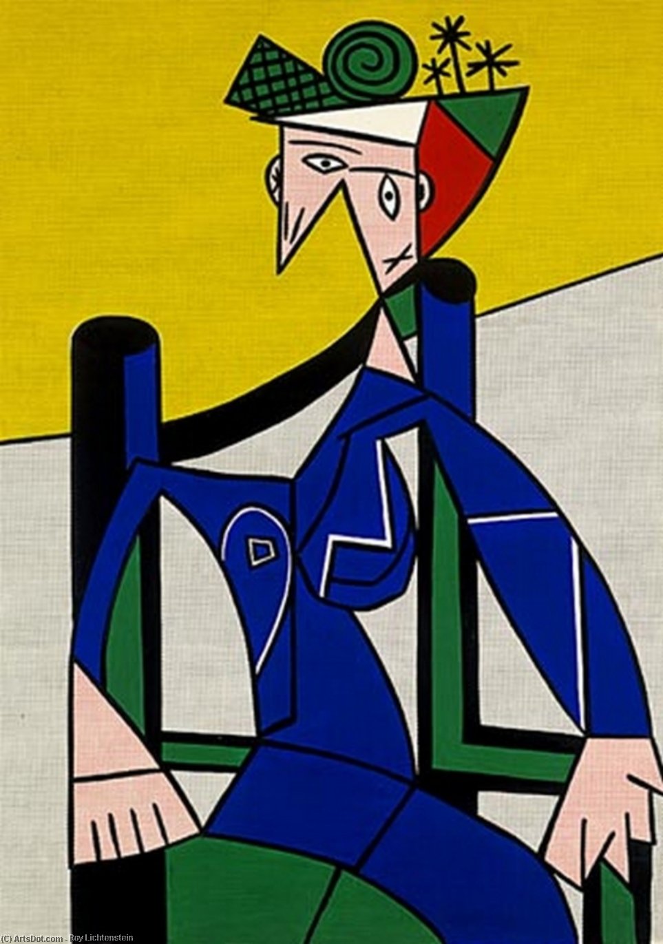 Wikioo.org – L'Enciclopedia delle Belle Arti - Pittura, Opere di Roy Lichtenstein - donna in un Sedia a rotelle