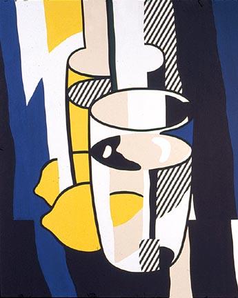 WikiOO.org - Encyclopedia of Fine Arts - Maľba, Artwork Roy Lichtenstein - Glass and lemon in a mirror