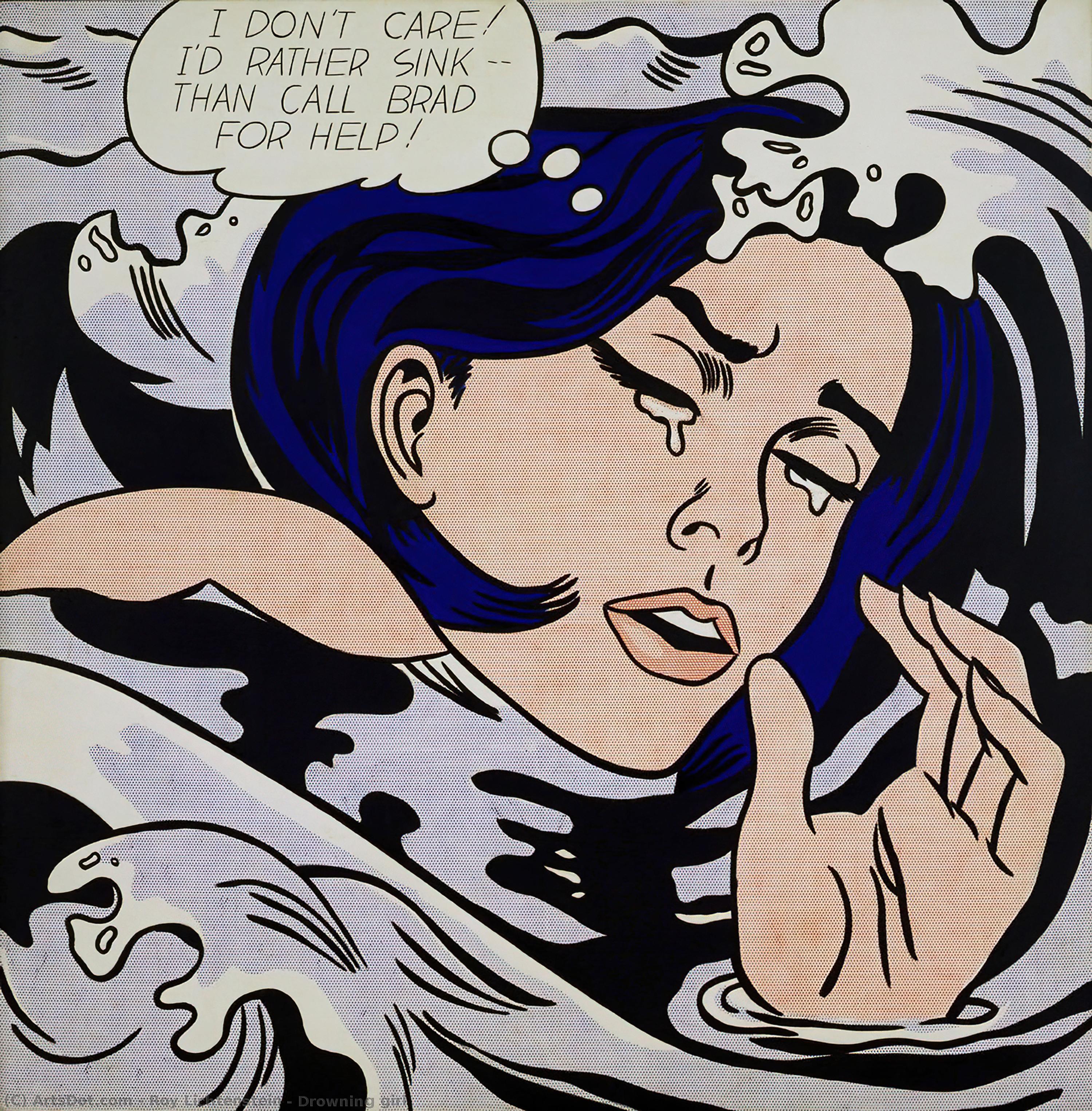Wikoo.org - موسوعة الفنون الجميلة - اللوحة، العمل الفني Roy Lichtenstein - Drowning girl
