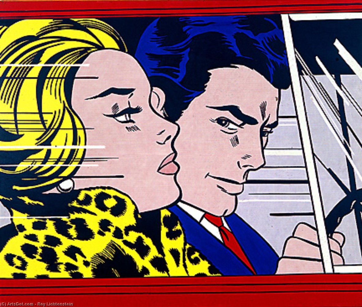 Wikoo.org - موسوعة الفنون الجميلة - اللوحة، العمل الفني Roy Lichtenstein - In the car