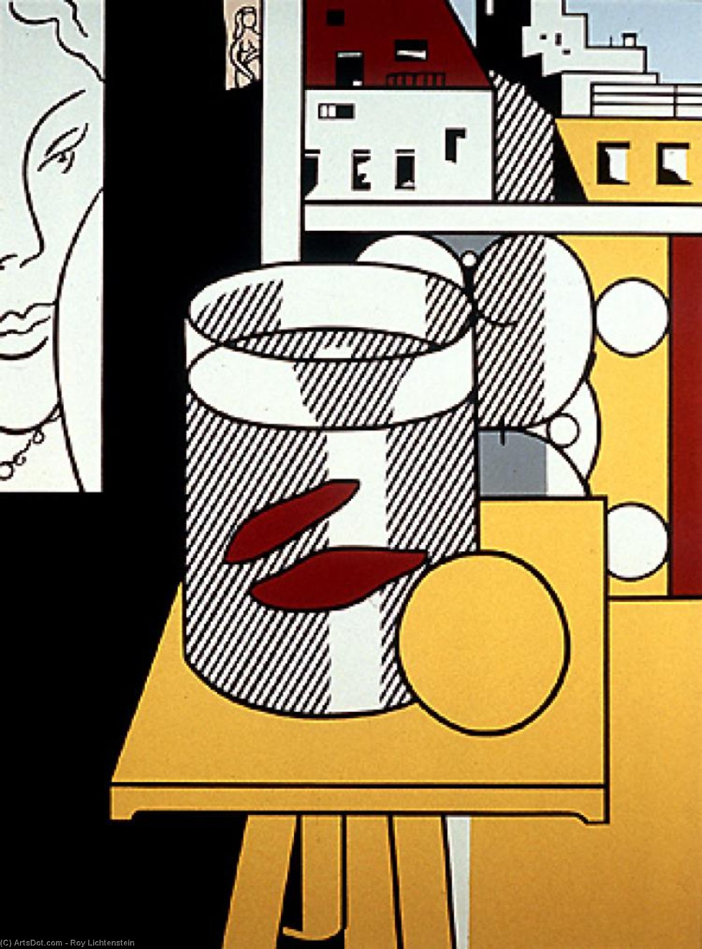 Wikioo.org - The Encyclopedia of Fine Arts - Painting, Artwork by Roy Lichtenstein - Still Life with goldfish