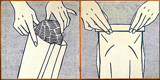 Wikioo.org – L'Enciclopedia delle Belle Arti - Pittura, Opere di Roy Lichtenstein - fetta di pane contro  sacchetto