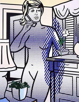 WikiOO.org - Encyclopedia of Fine Arts - Lukisan, Artwork Roy Lichtenstein - Collage for nude with white flower