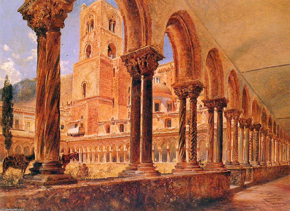 Wikioo.org - The Encyclopedia of Fine Arts - Painting, Artwork by Rudolf Von Alt - A View Of Monreale, Above Palermo