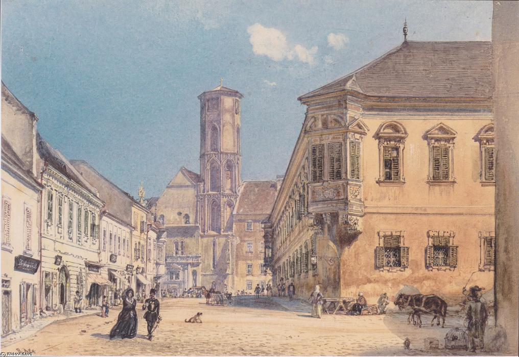 Wikioo.org - The Encyclopedia of Fine Arts - Painting, Artwork by Rudolf Von Alt - The parish church in Ofen