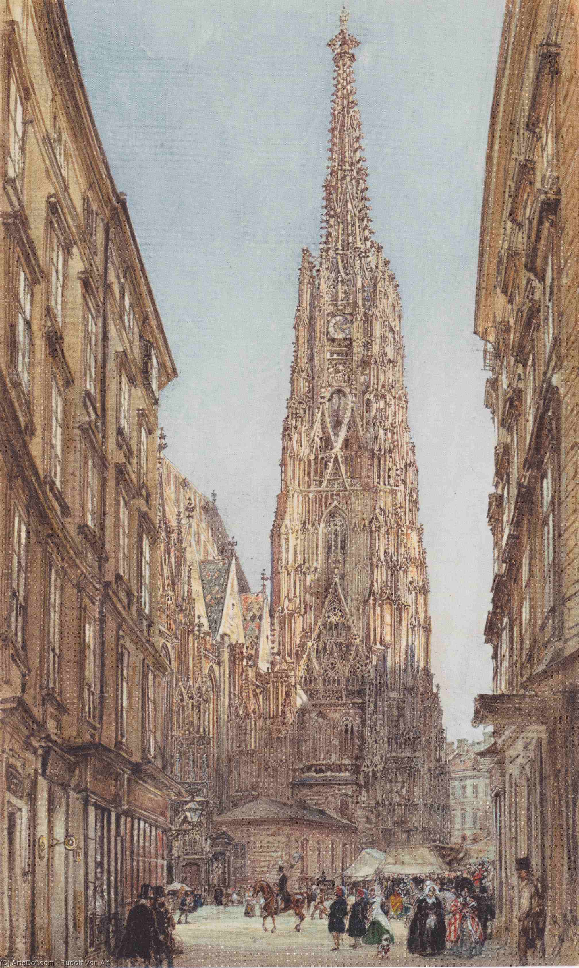 Wikioo.org – La Enciclopedia de las Bellas Artes - Pintura, Obras de arte de Rudolf Von Alt - el san . Stephen's Catedral de Viena