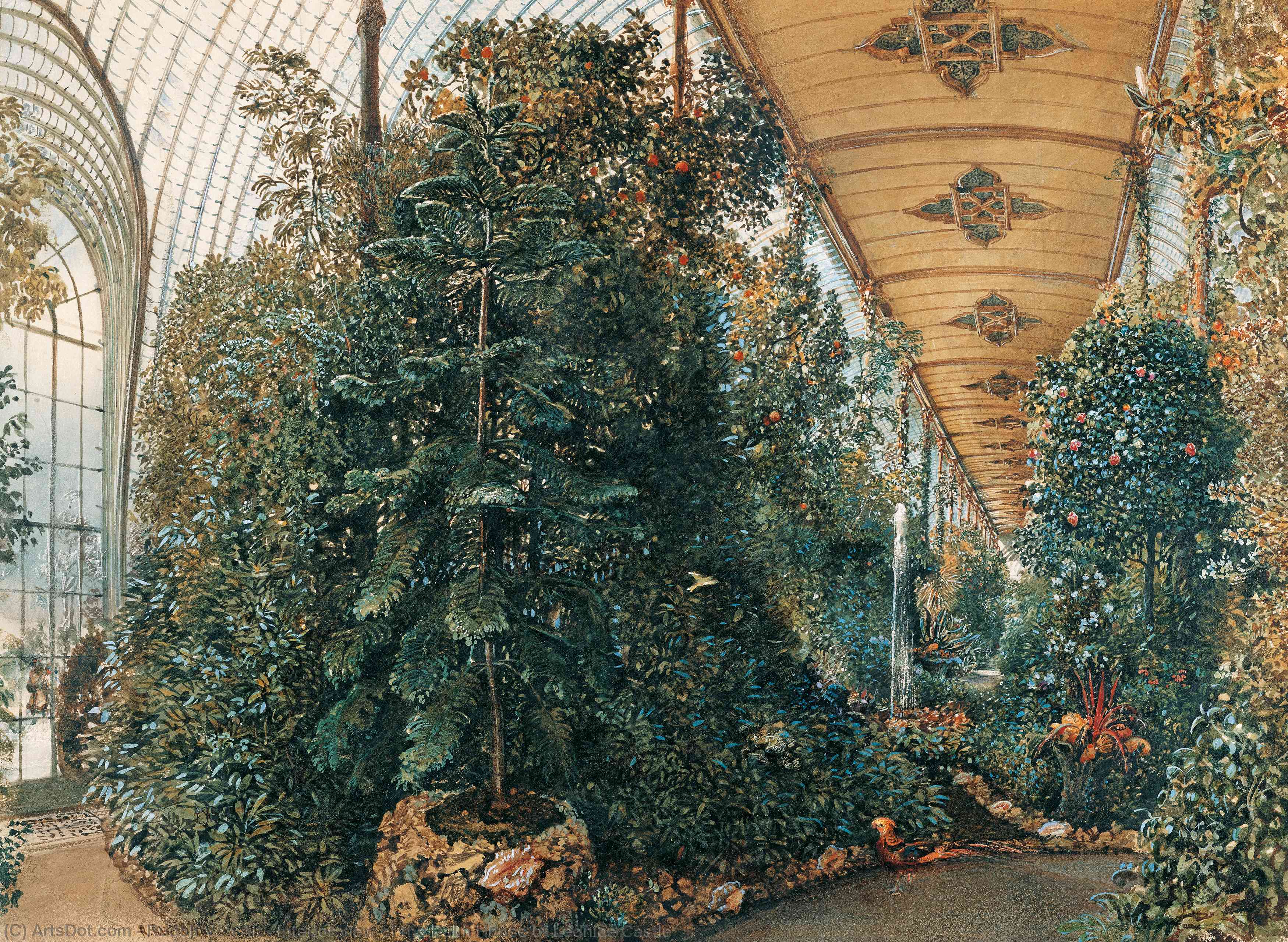Wikioo.org - The Encyclopedia of Fine Arts - Painting, Artwork by Rudolf Von Alt - Interior view of the Palm House of Lednice Castle