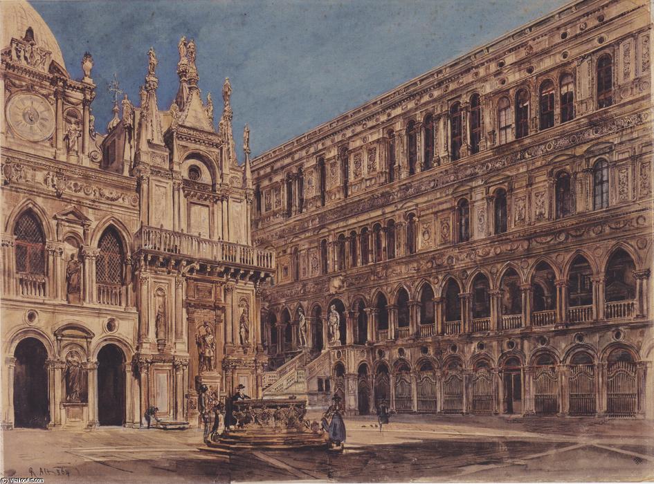 Wikioo.org - The Encyclopedia of Fine Arts - Painting, Artwork by Rudolf Von Alt - The courtyard of the Doge's Palace in Venice