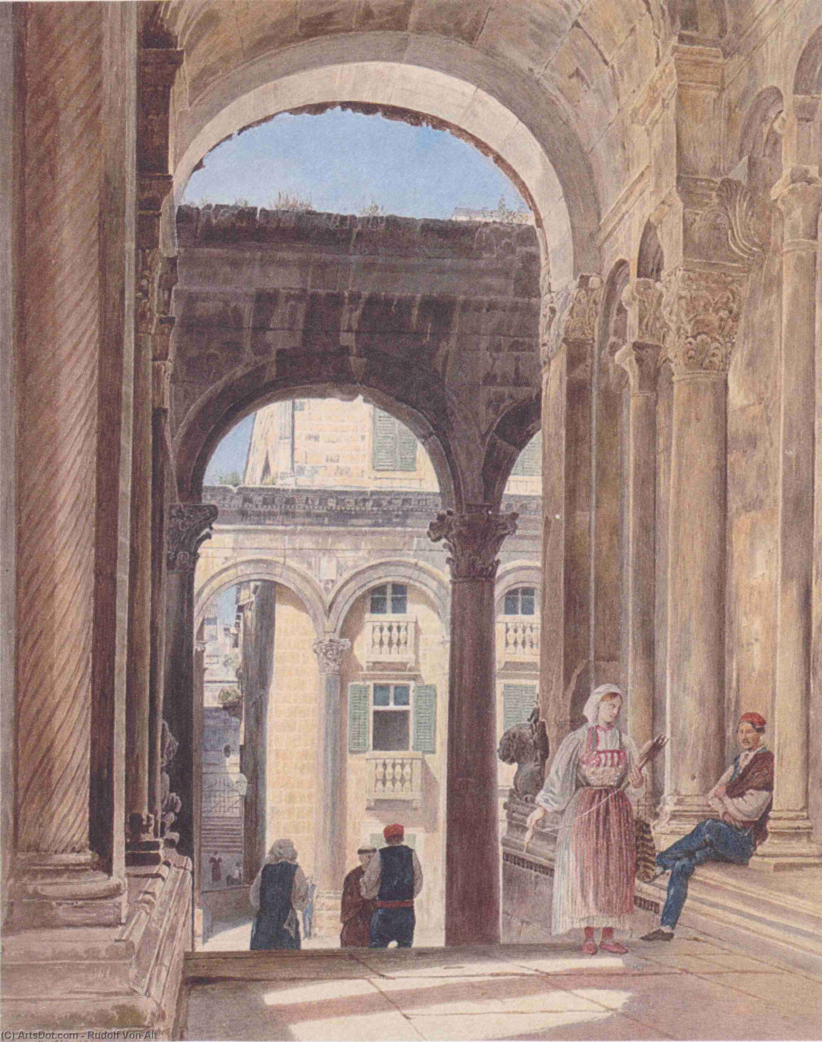 Wikoo.org - موسوعة الفنون الجميلة - اللوحة، العمل الفني Rudolf Von Alt - Ruins of Diocletian at Spalato