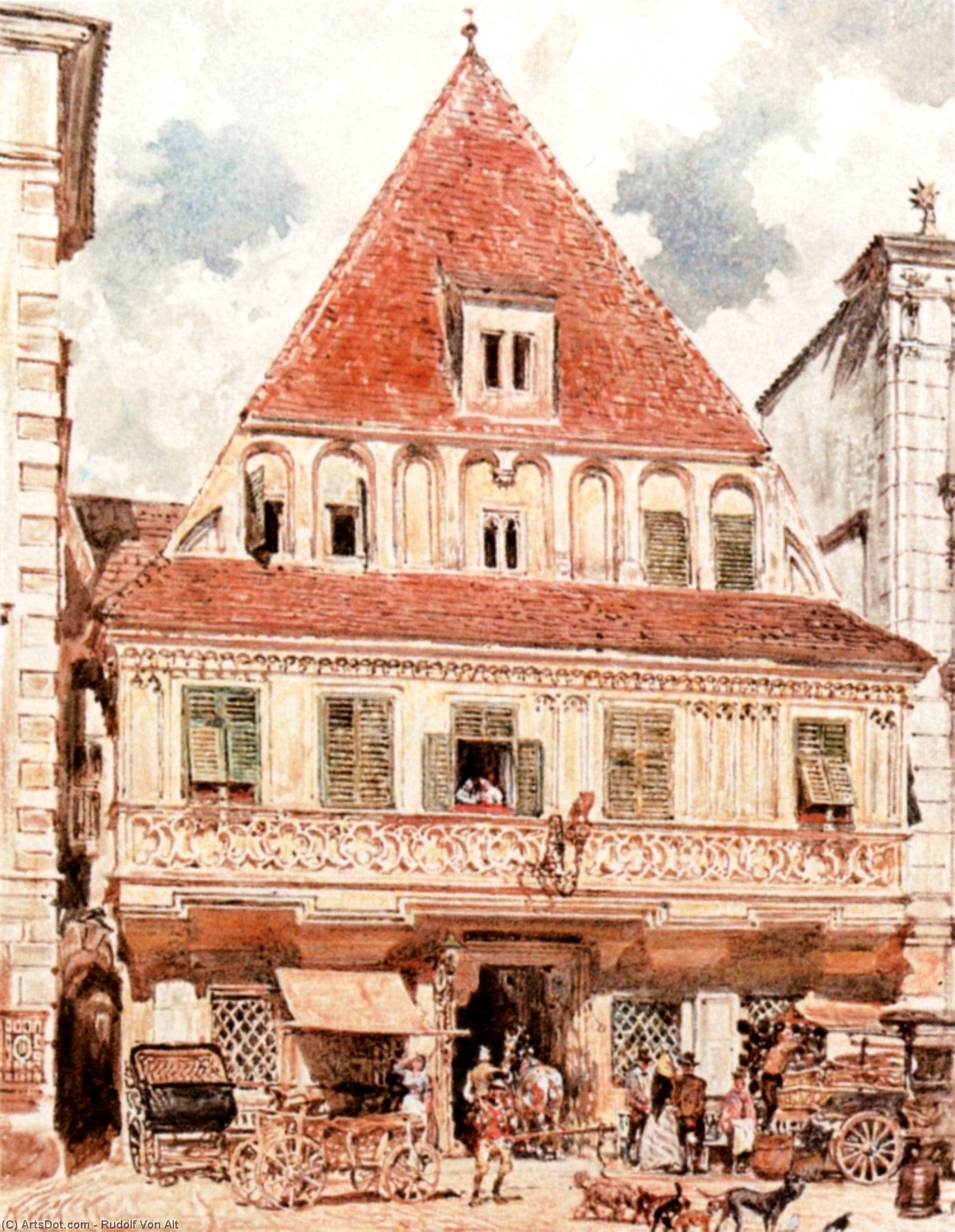 Wikioo.org - The Encyclopedia of Fine Arts - Painting, Artwork by Rudolf Von Alt - Watercolour of Steyr Bummerlhaus