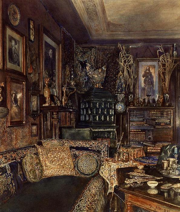 Wikioo.org - The Encyclopedia of Fine Arts - Painting, Artwork by Rudolf Von Alt - The Office of Count Lanckoronski, Vienna