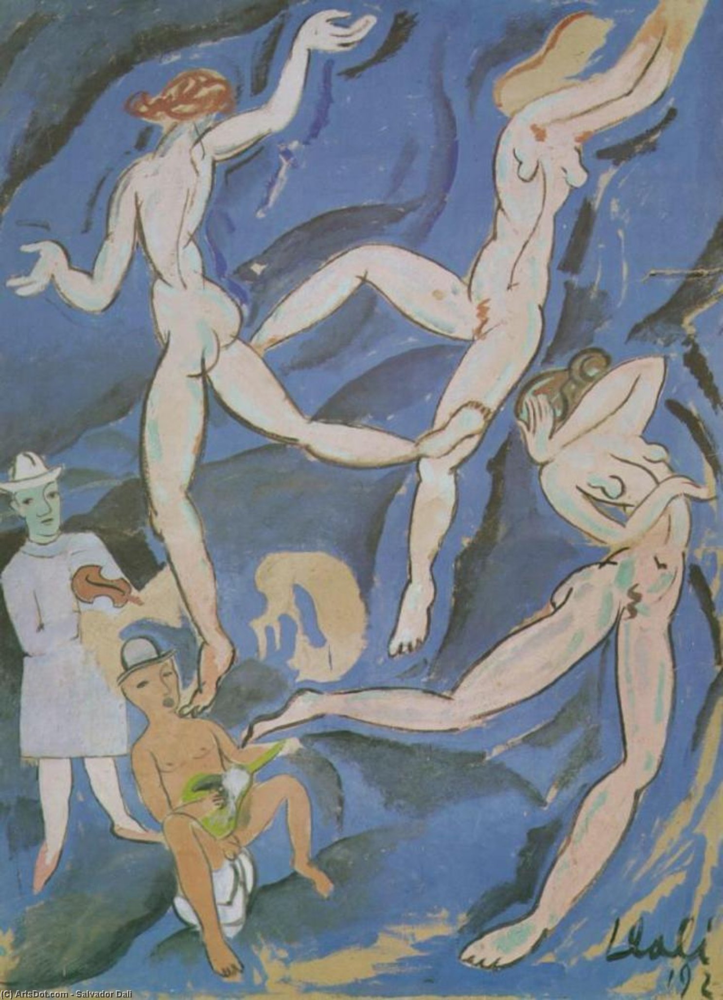 Wikoo.org - موسوعة الفنون الجميلة - اللوحة، العمل الفني Salvador Dali - Satirical Composition ('The Dance' by Matisse)