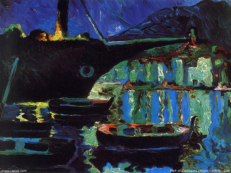 Wikioo.org - The Encyclopedia of Fine Arts - Painting, Artwork by Salvador Dali - Port of Cadaques (Night)