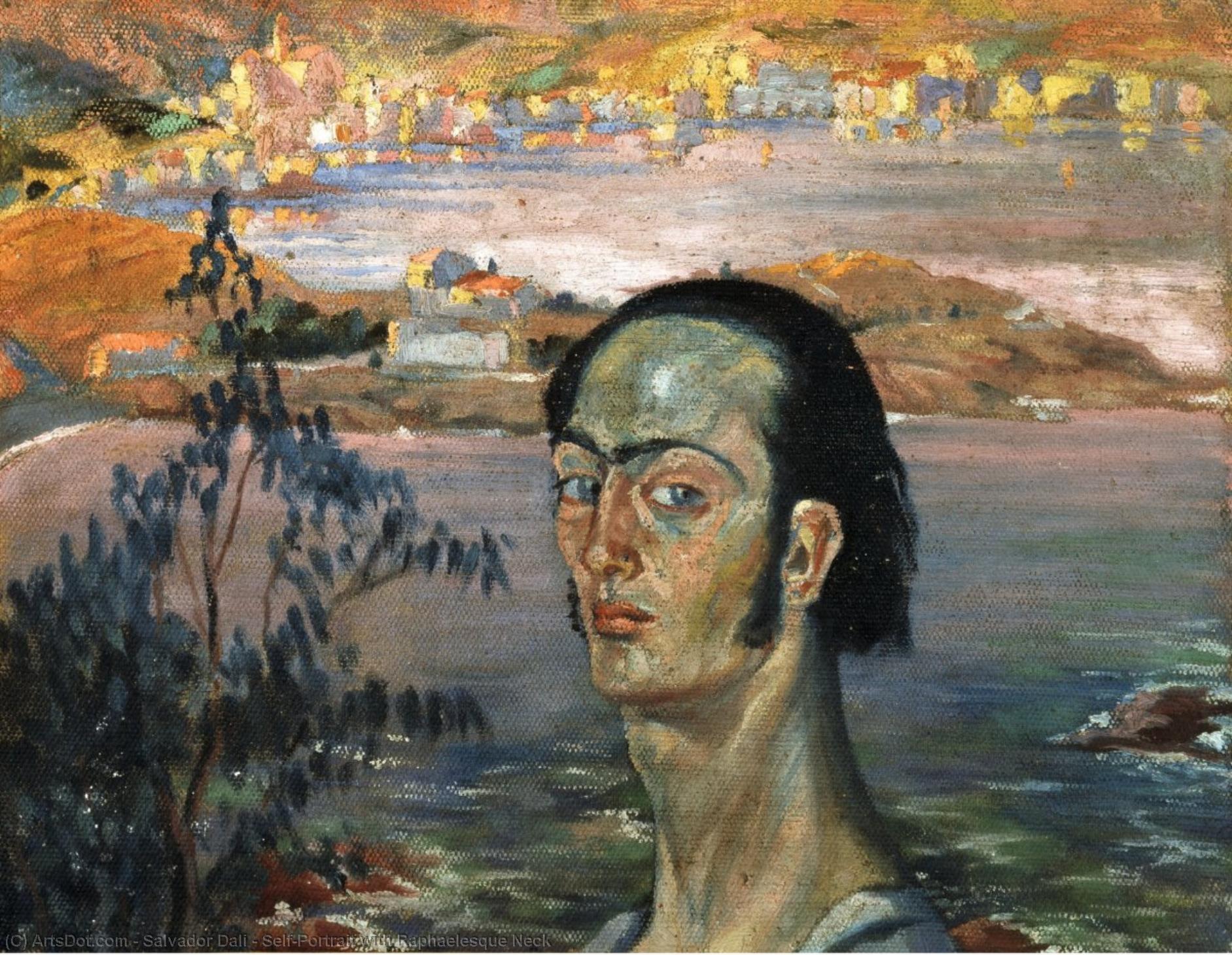 Wikioo.org – La Enciclopedia de las Bellas Artes - Pintura, Obras de arte de Salvador Dali - autorretrato enestado  Rafaelesco  cuello