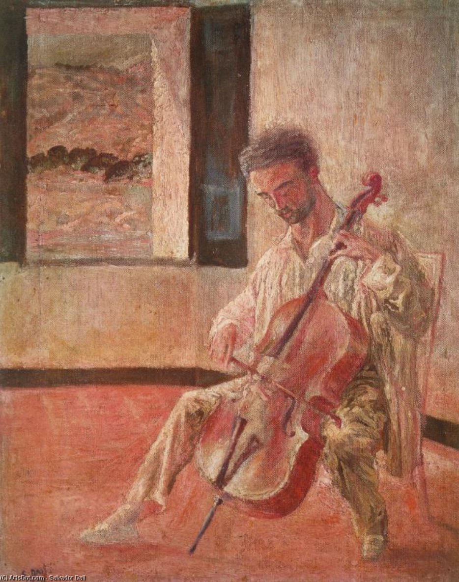 Wikioo.org - The Encyclopedia of Fine Arts - Painting, Artwork by Salvador Dali - Portrait of the Cellist Ricard Pichot
