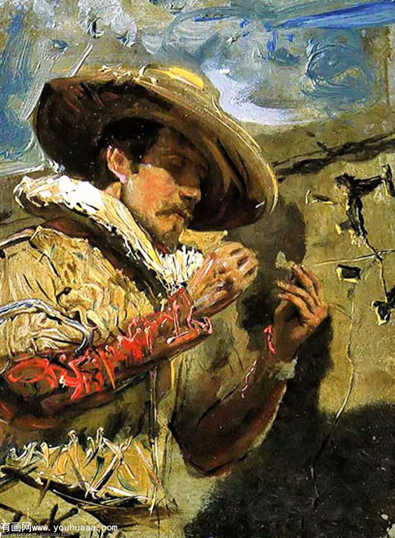 Wikioo.org – L'Enciclopedia delle Belle Arti - Pittura, Opere di Salvador Dali - Carattere Masquerading in Pinning Su una farfalla