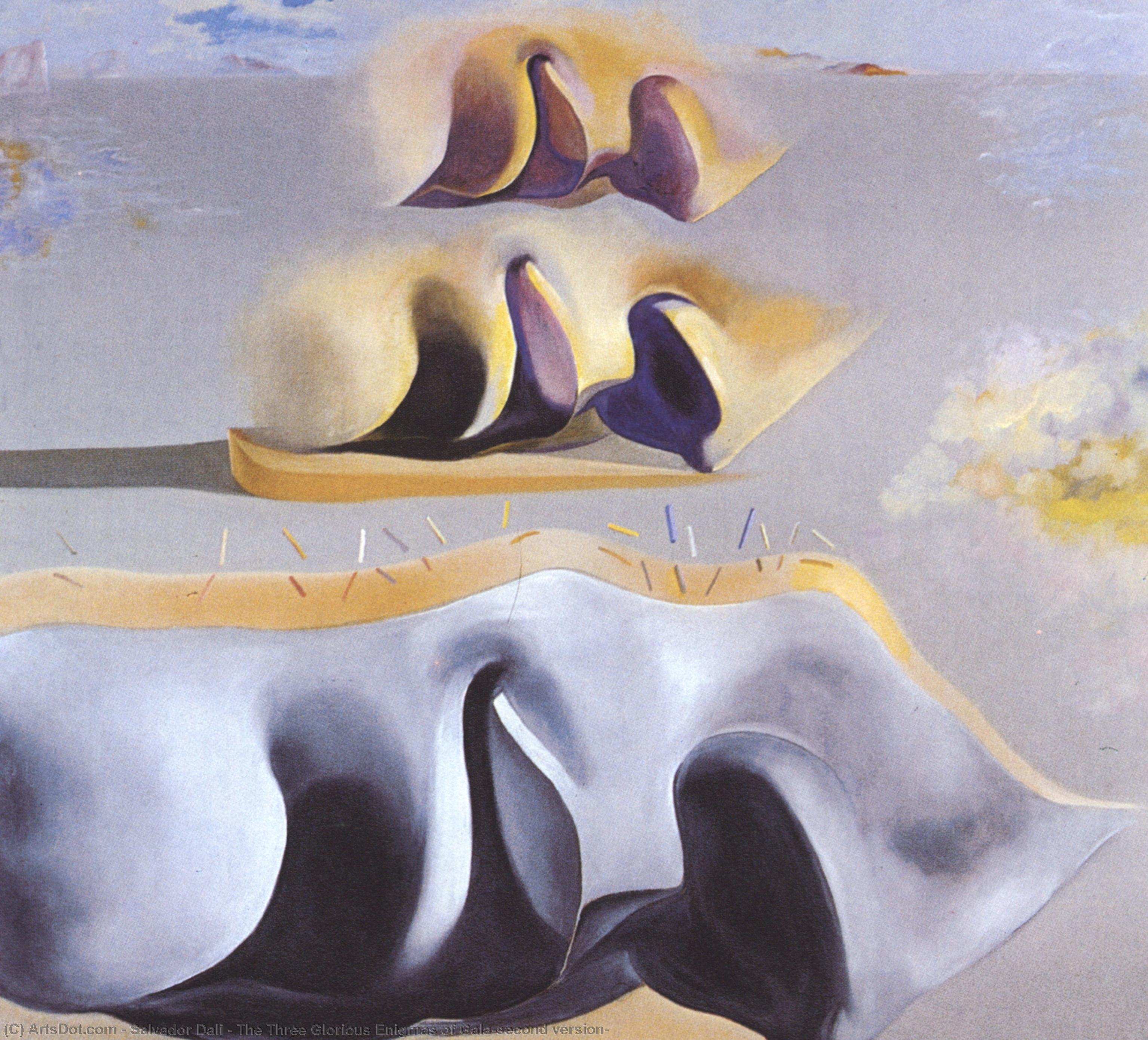 Wikioo.org - The Encyclopedia of Fine Arts - Painting, Artwork by Salvador Dali - The Three Glorious Enigmas of Gala(second version)